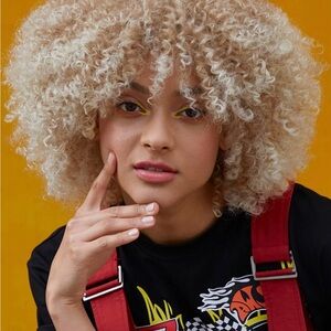 Noble 14 Inch Bouncy Afro Kinky Curly Wig Blonde Color Synthetic Wig